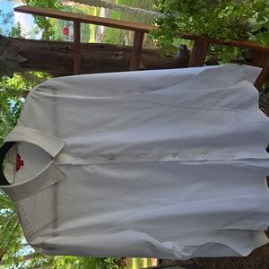 Men's Guess White Classic Fit Button Front Long Sleeve Dress Shirt Size Large